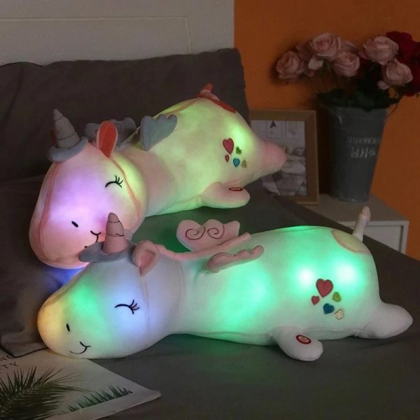 Peluche licorne blanche lumineuse
