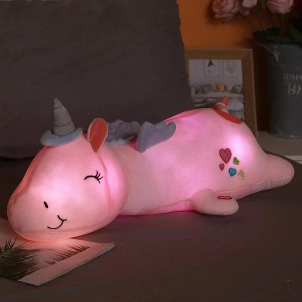 peluche licorne rose veilleuse