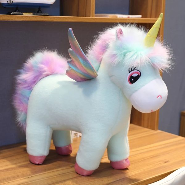 Peluche licorne arc-en-ciel bleu