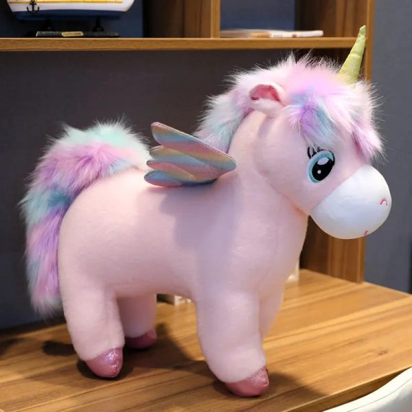 Peluche licorne arc-en-ciel rose