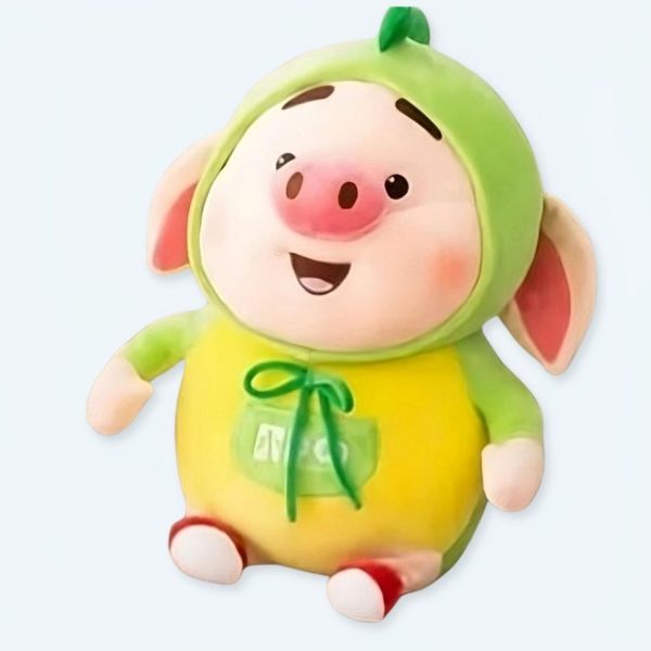 Peluche cochon vert kawaii douillet
