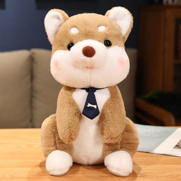 peluche chien shiba cravate os