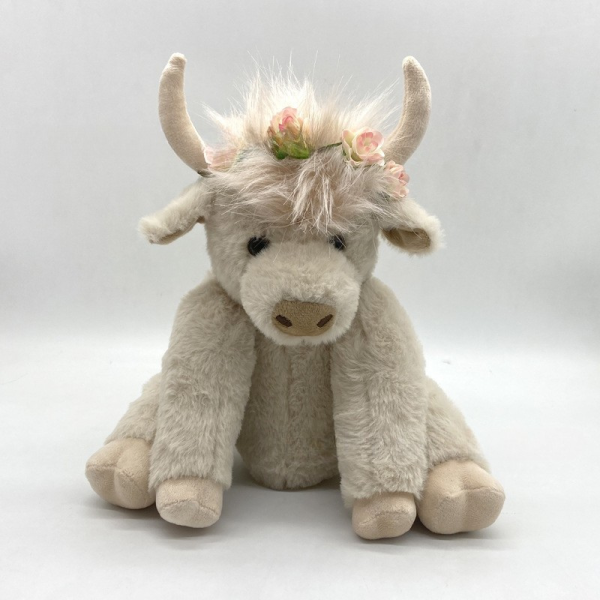 peluche vache highland blanche avec couronne