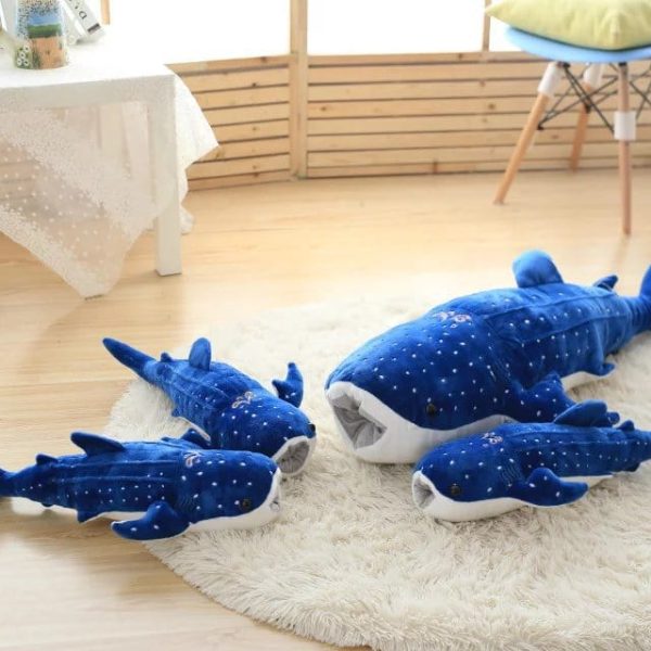 peluche baleine requin bleu à points blancs