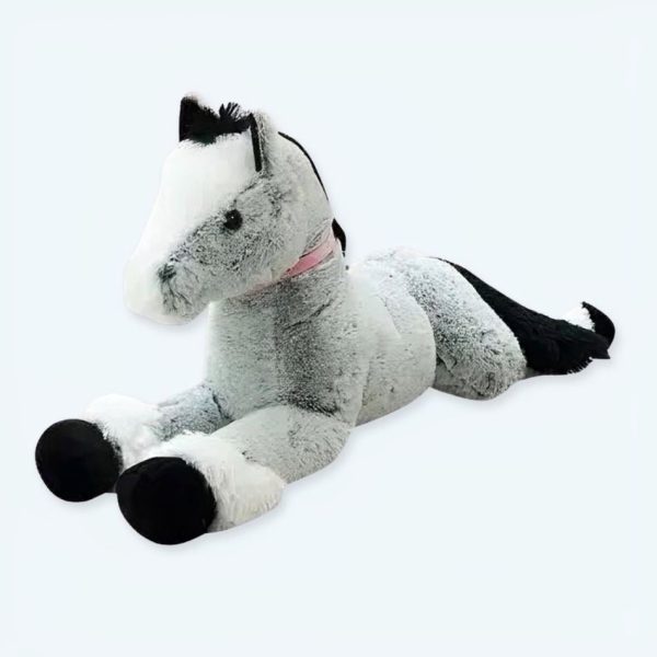 Peluche cheval bleu gris douillet