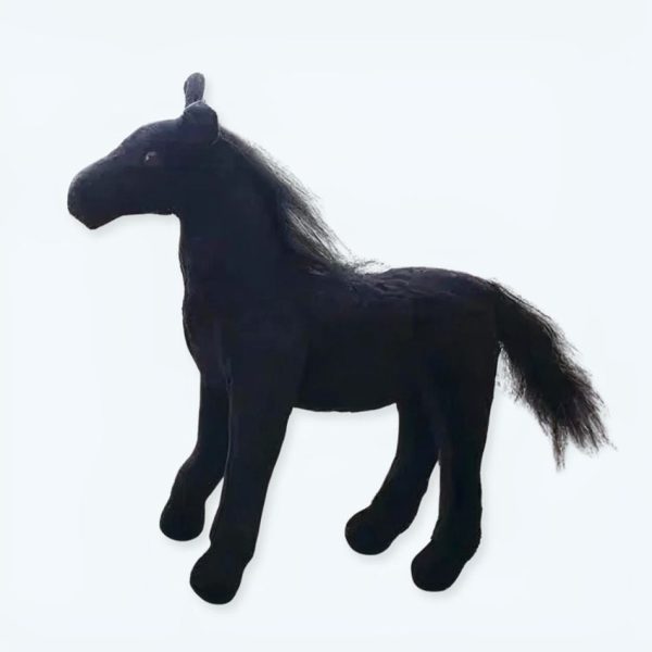 peluche cheval noir doux adorable