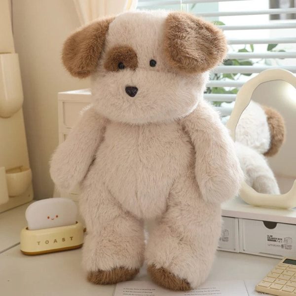 Peluche chien beige et marron