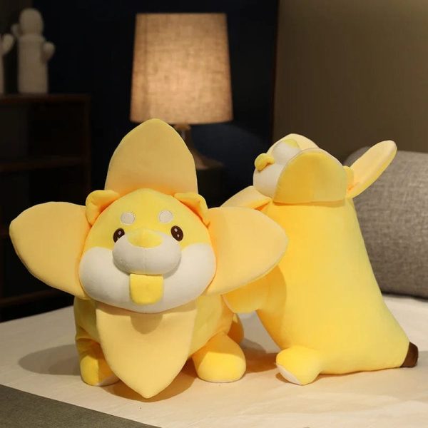 Peluche chien shiba inu dans une banane