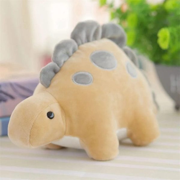 peluche dinosaure stégosaure brun découverte