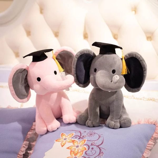 Peluche Éléphant diplômé avec chapeau