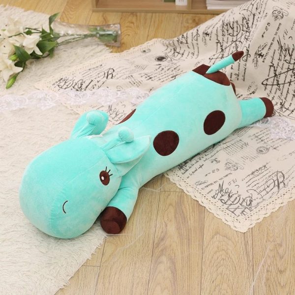 image peluche girafe géante allongée bleue