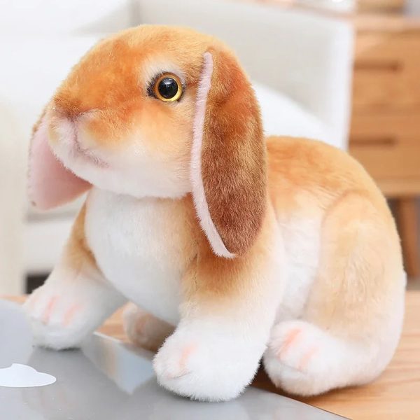 peluche lapin réaliste brun