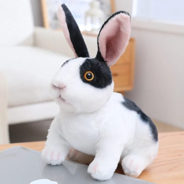 peluche lapin réaliste noir