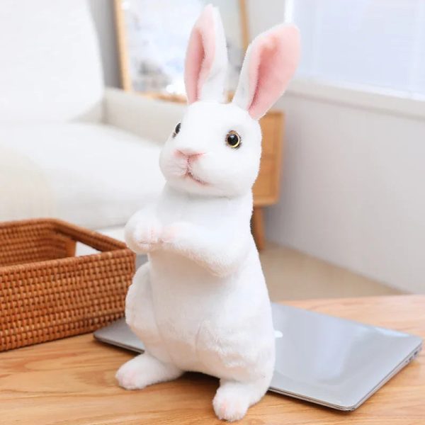 peluche lapin réaliste blanc