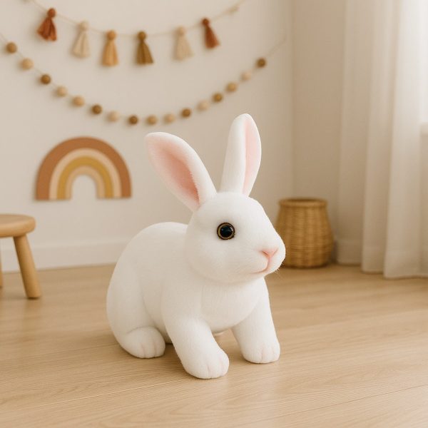 peluche lapin réaliste blanc