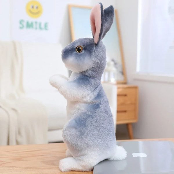 peluche lapin réaliste gris