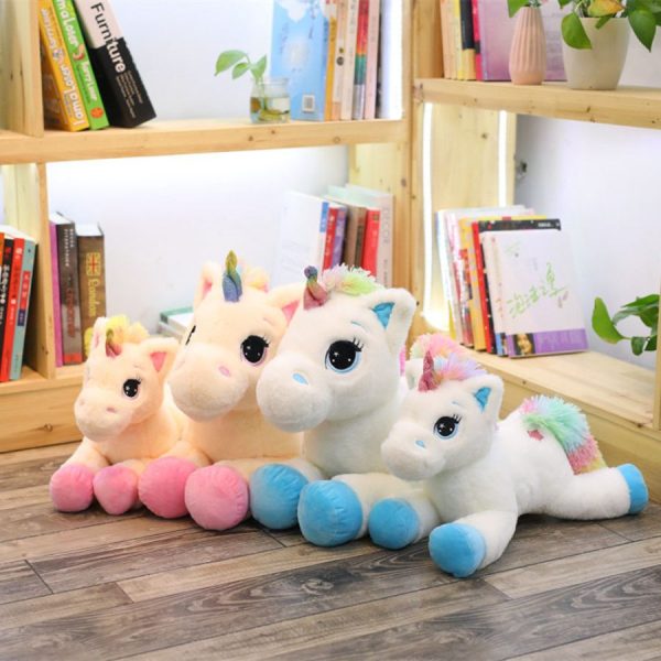 Peluche Licorne Couchée - Coussin féérique