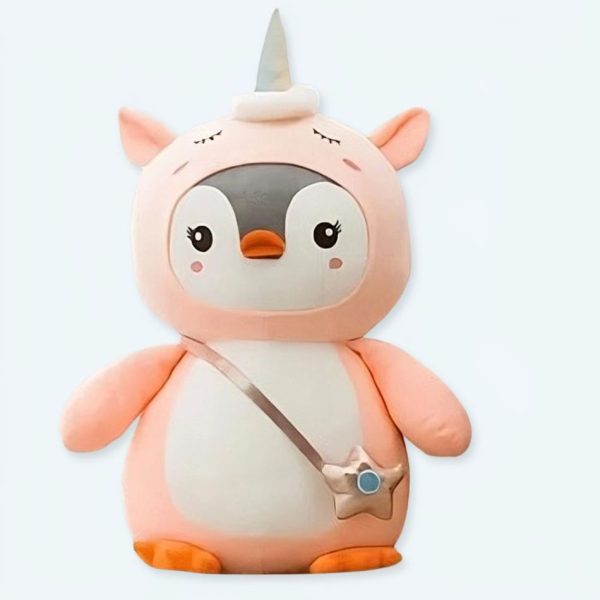 peluche pingouin licorne rose