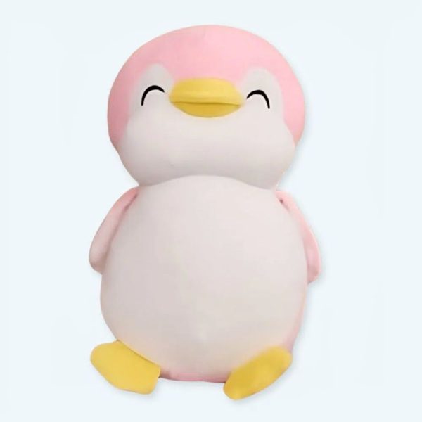 peluche pingouin rose doux compagnon