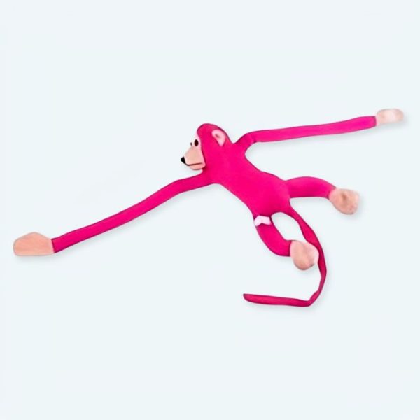 peluche singe kawaii fushia