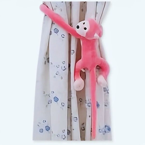 peluche singe kawaii rose tendre