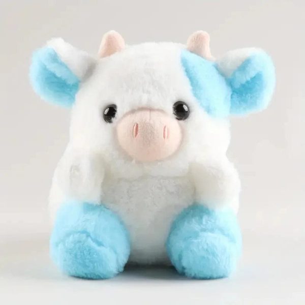 Peluche vache bleu et blanche mignonne
