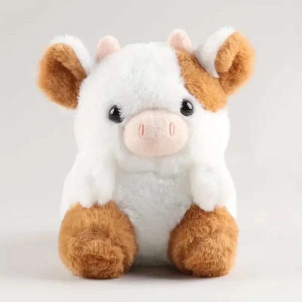 peluche vache marron et blanche charmante